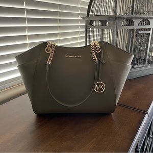 Olive green Michael Kors jet set tote